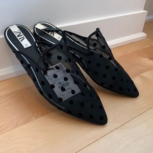 Black sheer Zara loafers, Size 6.5 USA (37)